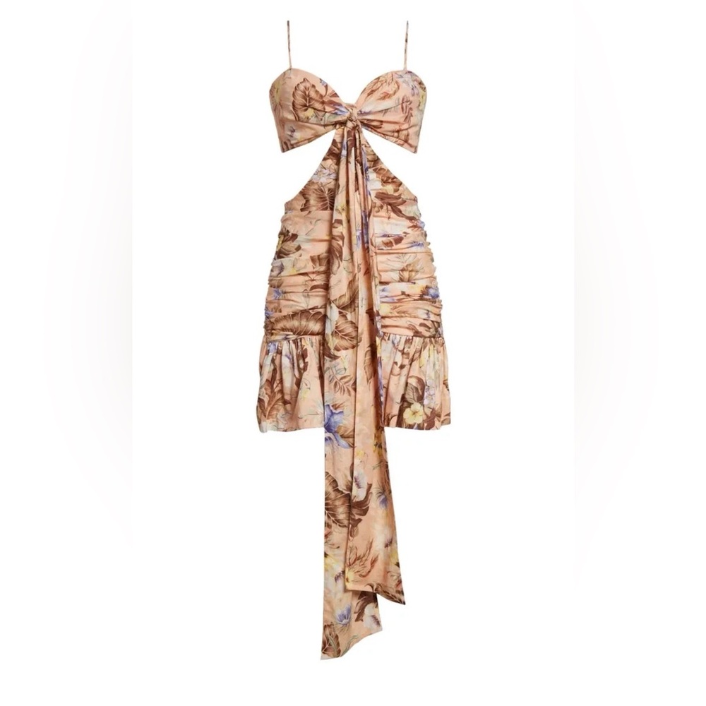 Zimmermann Coco Floral Print Bow Detail Minidres